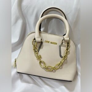 Steve Madden Ivory Satchel with Gold Chain